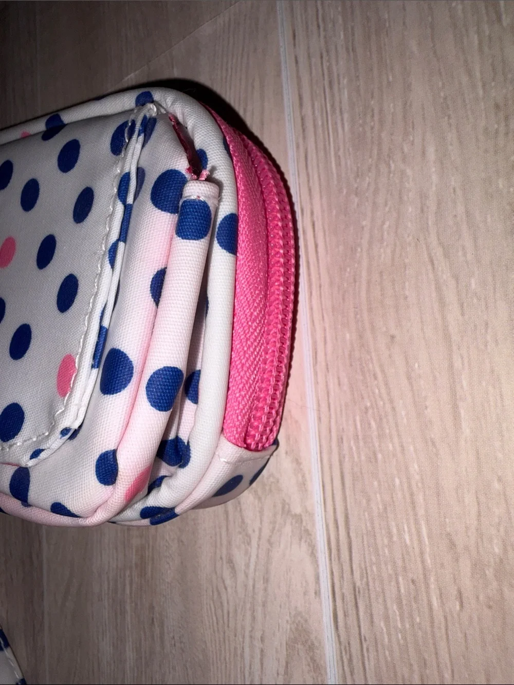 Scout Polka Dot Wristlet Clutch in Navy & Pink